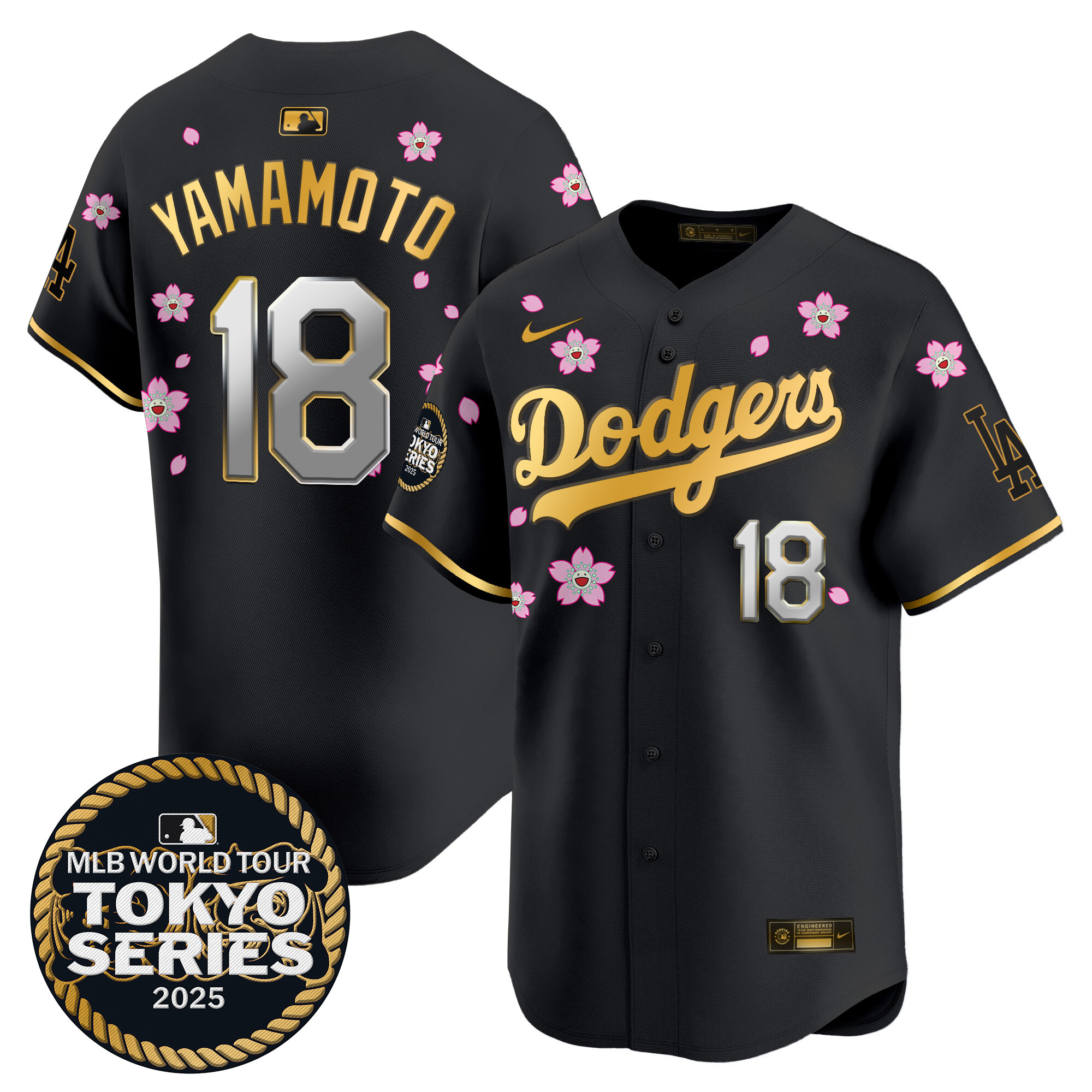 Men Los Angeles Dodgers 18 Yamamoto Tokyo Series black Limited Stitched 2025 Jersey style 9